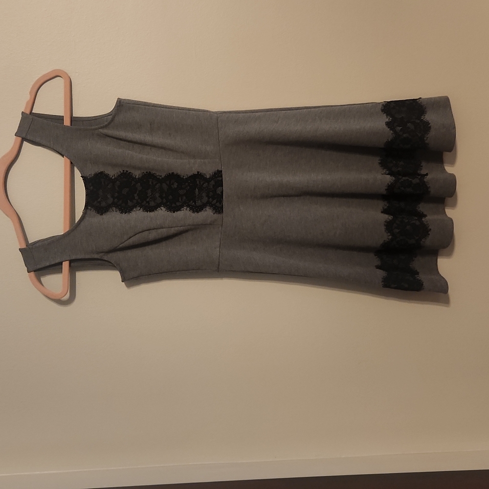 XS Grey Dress with Lace trim